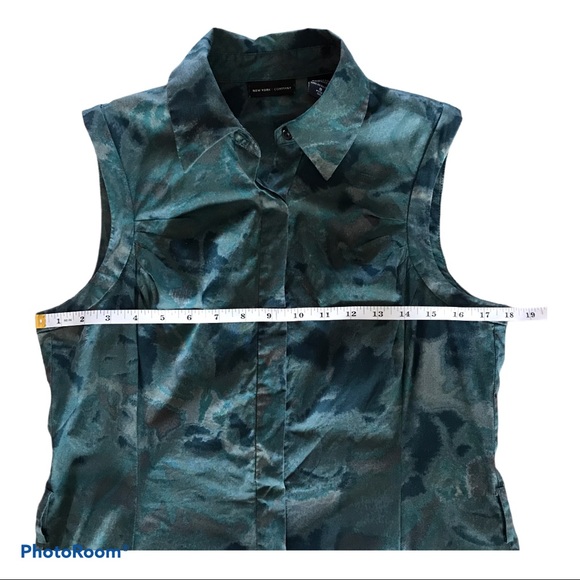 New York & Company Green and Blue Sleeveless tie waist dress - Picture 5 of 7